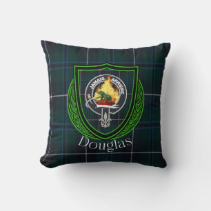 Coussin Tartan et blason du clan écossais Douglas