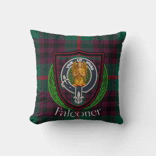 Coussin Tartan et blason du clan écossais Falconer