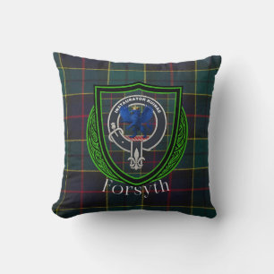Coussin Tartan et blason du clan écossais Forsyth
