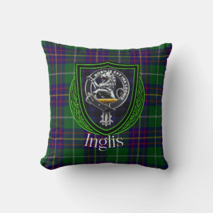 Coussin Tartan et blason du clan écossais Inglis
