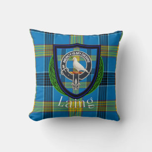 Coussin Tartan et blason du clan écossais Laing