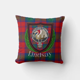 Coussin Tartan et blason du clan écossais Lindsay