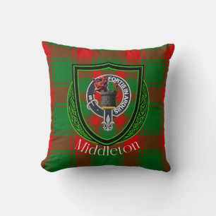 Coussin Tartan et blason du clan écossais Middleton