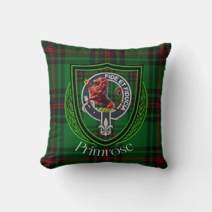 Coussin Tartan et blason du clan écossais Primrose