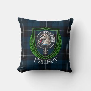Coussin Tartan et blason du clan écossais Ramsay
