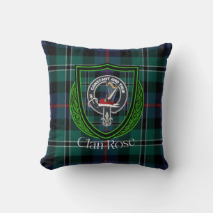 Coussin Tartan et blason du clan écossais Rose