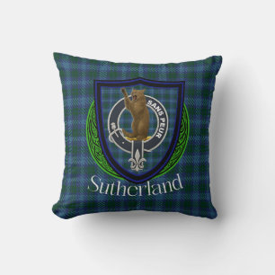 Coussin Tartan et blason du clan écossais Sutherland