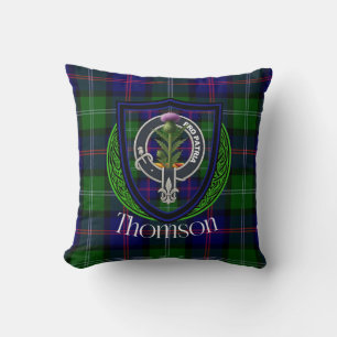 Coussin Tartan et blason du clan écossais Thomson
