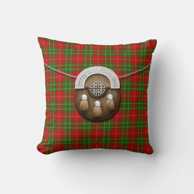 Coussin Tartan et escarcelle de Burnett de clan (Recto)
