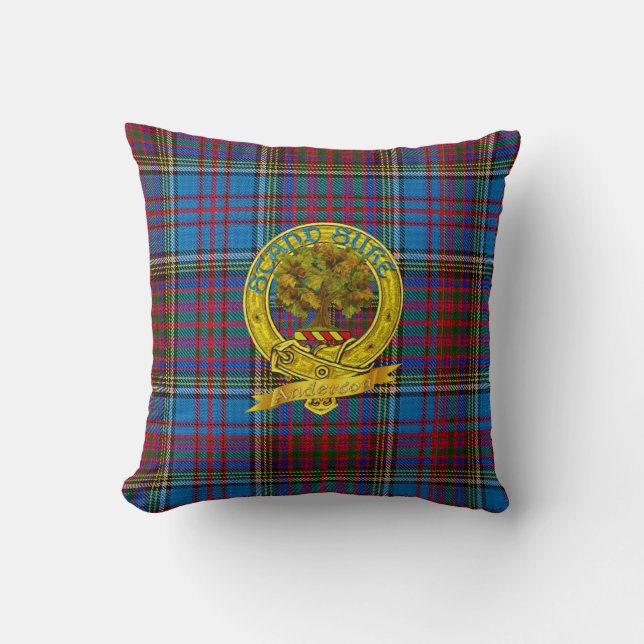 Coussin Tartan et motif de clan d'Anderson (Recto)