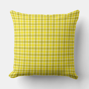 Coussin Tartan Jaune Tri-Coloré