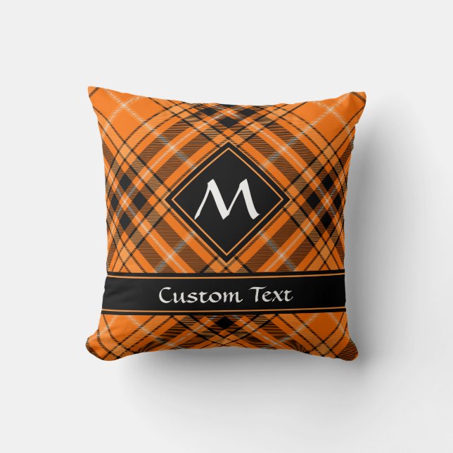 Coussin Tartan orange d'Halloween (Recto)