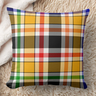 Coussin Tartan plaid jaune noir multicolore