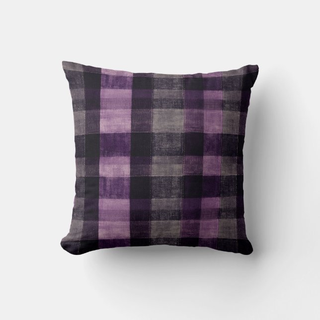 Coussin Tartan pourpre et noir (Recto)