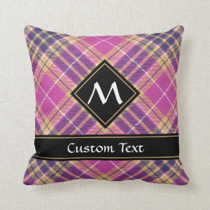 Coussin Tartan rose, or et bleu