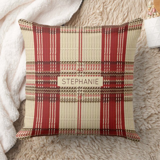 Coussin Tartan rouge classique et noir - Rustique tissé 2 (Couverture)