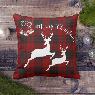 Coussin Tartan Rouge Noir Décor Joyeux Noël