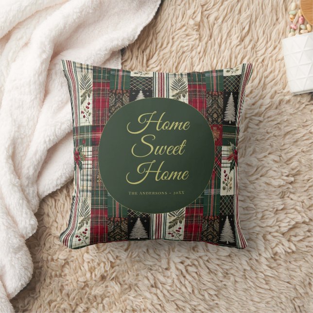 Coussin Tartan rustique de Noël moderne (Couverture)