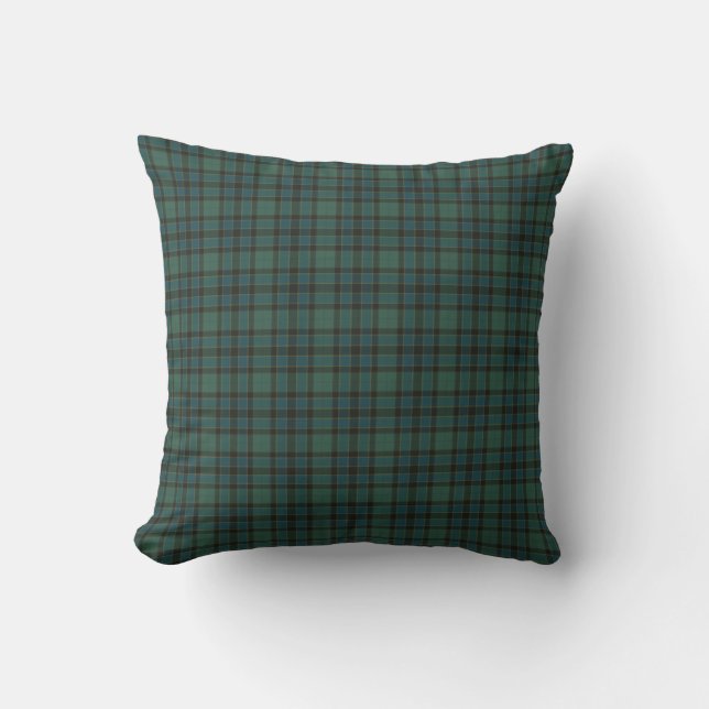 Coussin Tartan Vert Bleu Style Traditionnel (Recto)
