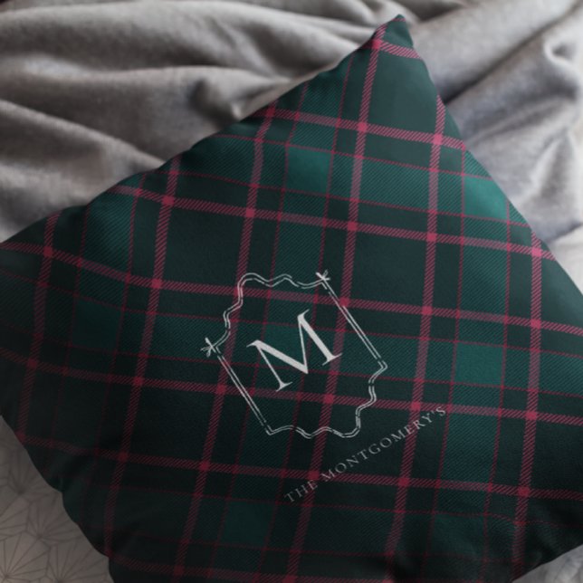 Coussin Tartan vert et rose | Noël monographique personnal (Créateur téléchargé)