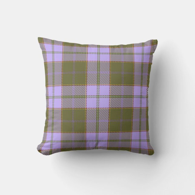 Coussin Tartan vert et violet Plaid écossais sans fil Pa (Recto)