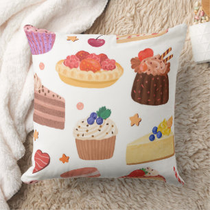 Coussin Tarte aux Fruits Rouges Frais & Motif de Desserts