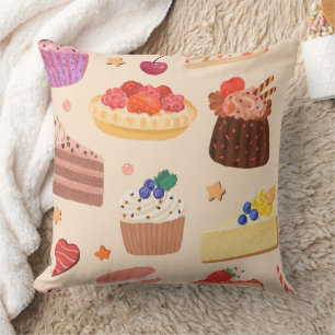 Coussin Tarte aux Fruits Rouges Frais & Motif de Desserts