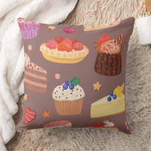 Coussin Tarte aux Fruits Rouges Frais & Motif de Desserts