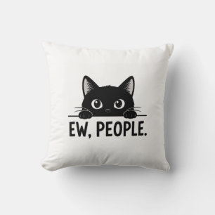 Coussin Tasse à café "Beurk, les gens." avec un chat noir