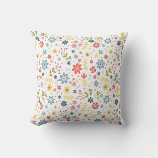 Coussin Tasse charmante à motif floral sauvage et housse d