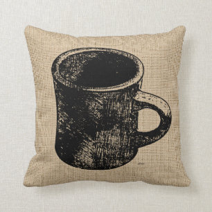 Coussin Tasse de café de regard de timbre