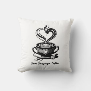 Coussin Tasse de café Love Language Saint-Valentin minim