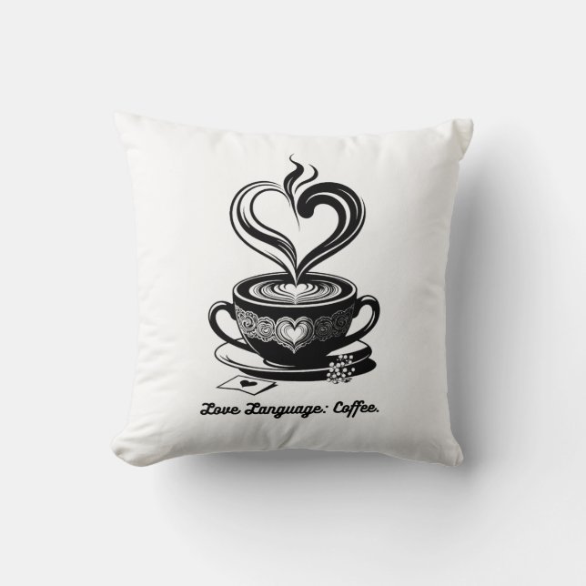 Coussin Tasse de café Love Language | Saint-Valentin minim (Recto)