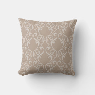 Coussin Tasse de jet élégant Taupe damassé design 4