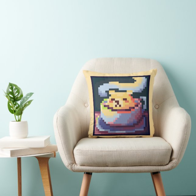 Coussin Tasse sucrée de thé, Pixel Art, pixelart (Chaise)