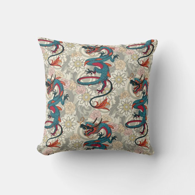 Coussin tatouage de dragon clair (Recto)