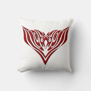Coussin Tatouage néo-tribal d'oiseau à ailes rouges