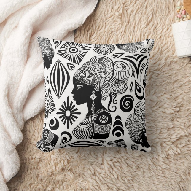 Coussin Tatouage Tribal Portrait de Fille Africaine (Couverture)