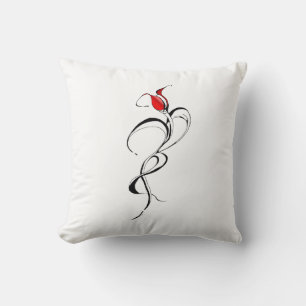 Coussin Tatouage tribal surréaliste de dame à la rose roug