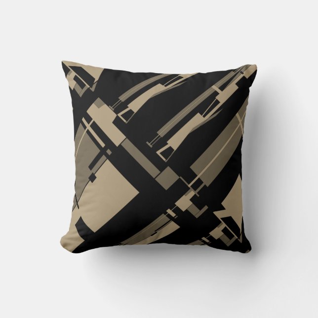 Coussin Tauder les lignes Brown inclinées Formes non égale (Recto)