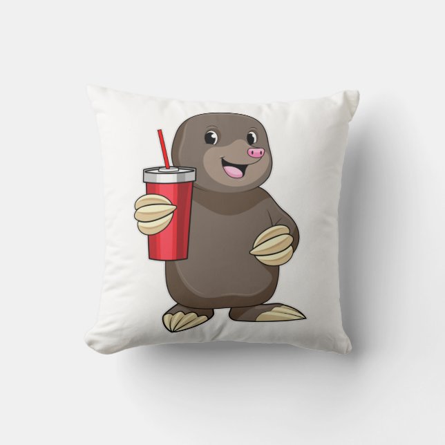 Coussin Taupe avec tasse à café (Recto)