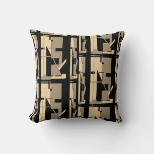 Coussin Taupe Beige Noir Sud-Ouest Look Grande Mosaïque