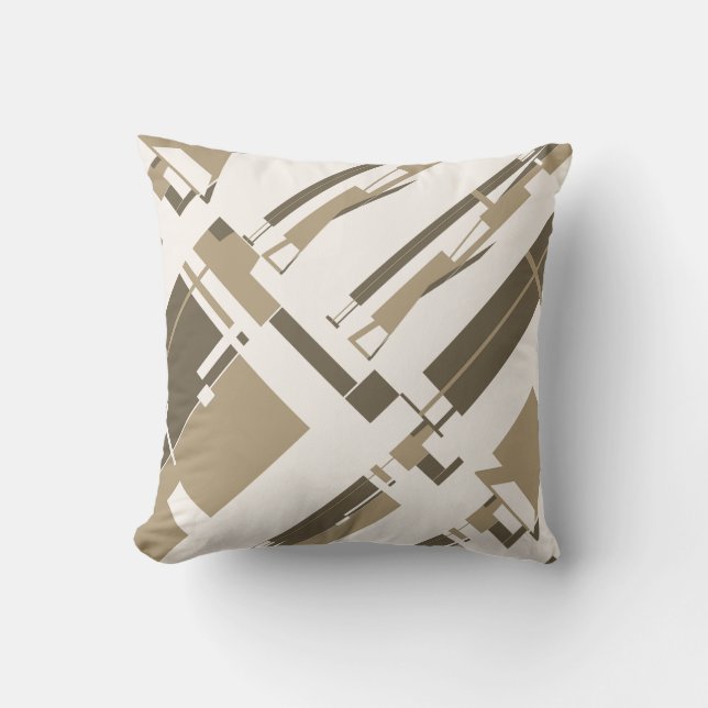 Coussin Taupe Brown Lignes inclinées Formes Aspect sud-oue (Recto)