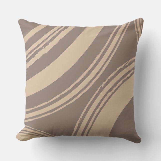 Coussin Taupe Cercles d'onde beige (Recto)