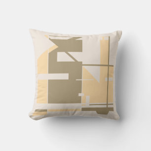 Coussin Taupe Crème Beige Gras Mosaïque géométrique Abstra