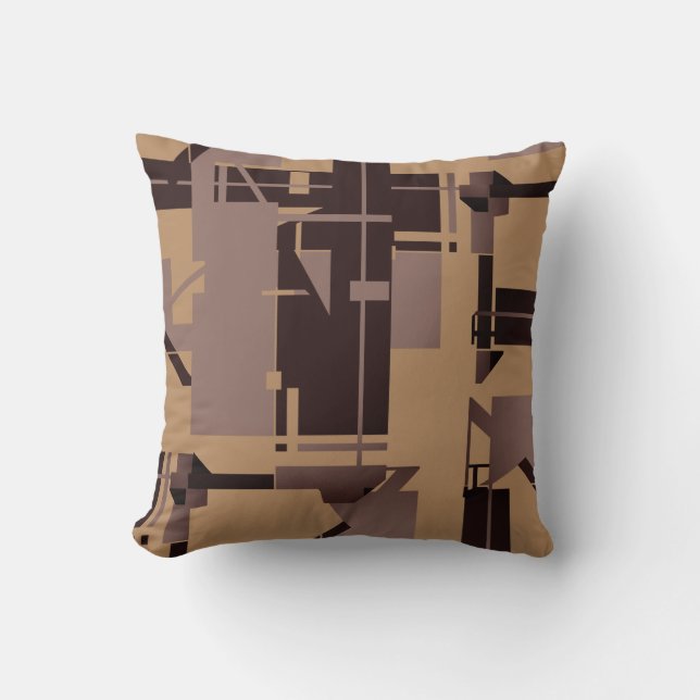 Coussin Taupe Dark Brown Tan MCM look Art Abstrait Design (Recto)
