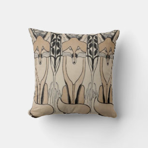 Coussin Taupe de Nouveau d'art/coussin Fox noir