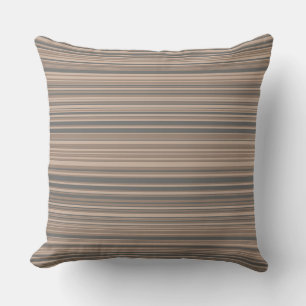 Coussin Taupe & Gris Simple Motif Rayé Moderne