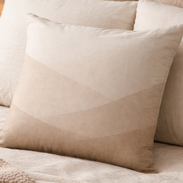 Coussin Taupe Ivory Dusk Throw Pillow (Soft taupe flowing into ivory brings gentle contrast and quiet depth to neutral living spaces)