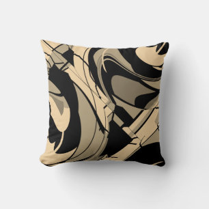 Coussin Taupe Noir Taupe Brown Formes de torsion Motif